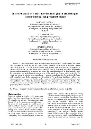 Interior ballistic two-phase flow model of guided-projectile gun system utilizing stick propellant charge