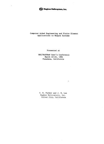 Computer aided engineering and finite element applications to weapon systems