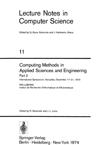 Computing Methods in Applied Sciences and Engineering Part 2: International Symposium, Versailles, December 17–21, 1973