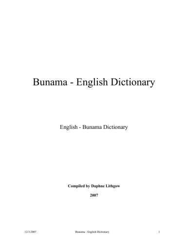 Bunama-English and English-Bunama Dictionary