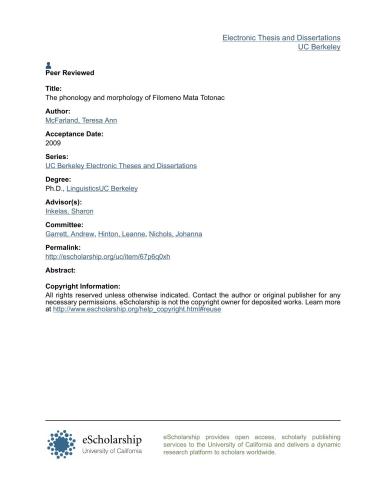 The phonology and morphology of Filomeno Mata Totonac