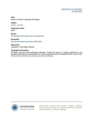 Issues in African language phonology