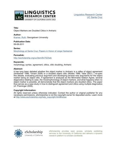 Object markers are doubled clitics in Amharic