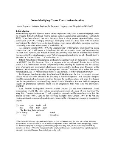 Noun-modifying clause constructions in Ainu