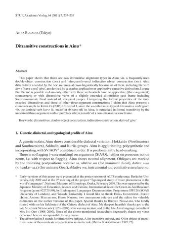 Ditransitive constructions in Ainu