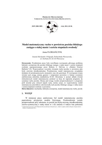 Verification of the mathematical model determining a projectile six-degree-of-freedom motion in the air