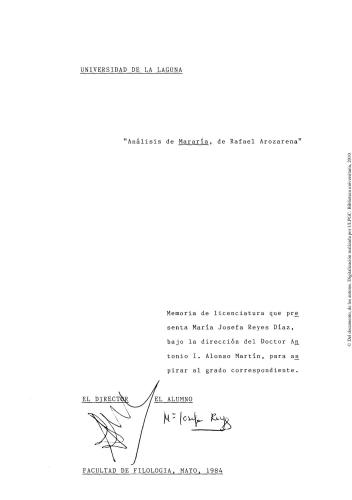 Análisis de Mararía. Rafael Arozarena