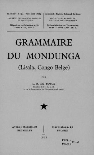 Grammaire du Mondunga (Lisala, Congo Belge)