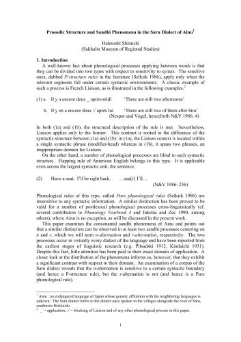 Prosodic structure and sandhi phenomena in the Saru dialect of Ainu