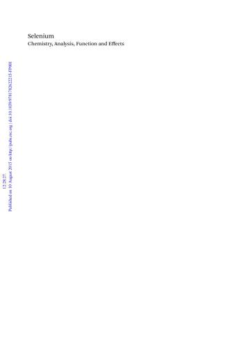 Selenium: Chemistry, Analysis, Function and Effects