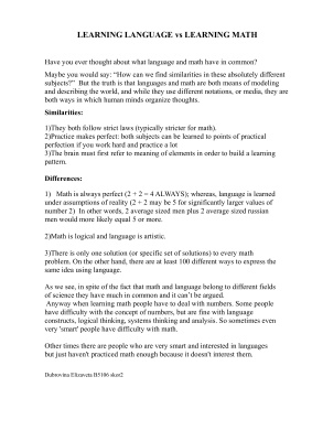 Learning math vs learning language