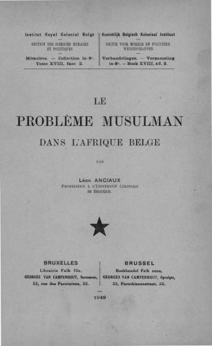 Le problème musulman dans l'Afrique Belge