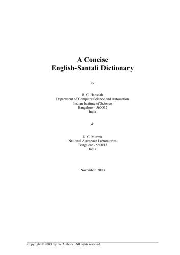 A Concise English-Santali and Santali-English Dictionary
