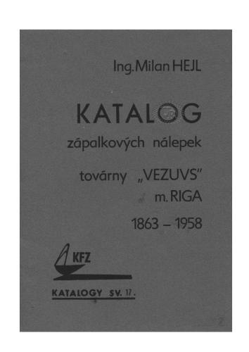 Catalogue of VEZUVS match factory, Riga (1940-1965)