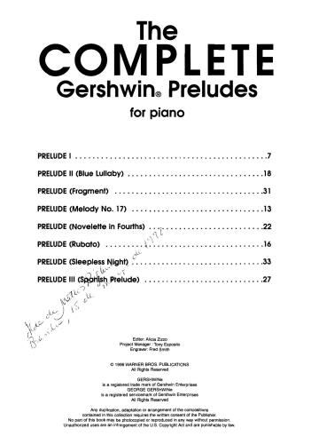 The Complete Gershwin Preludes For Piano