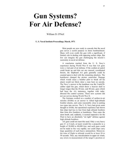 Gun Systems? For Air Defense?