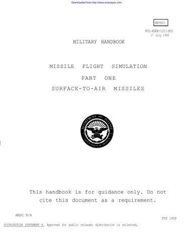 Military handbook. Missile flight simulation. Part one. Surface-to-air missiles
