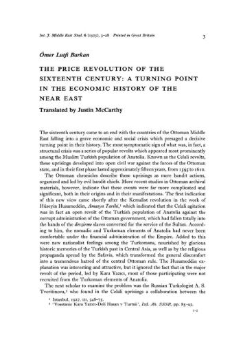 The price revolution of the sixteenth century: a turning point in the economic history of the Near East
