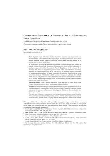 Comparative Phonology of Historical Kipchak Turkish and Urum Language