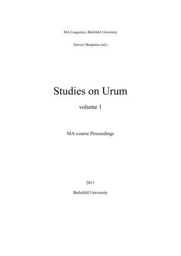 Studies on Urum. Volume 1