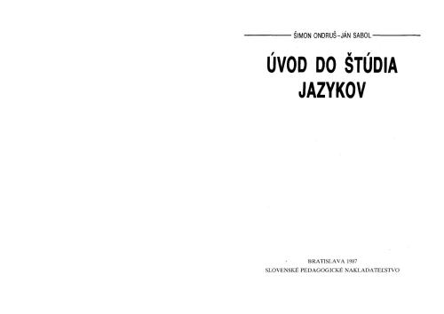 Úvod do štúdia jazykov