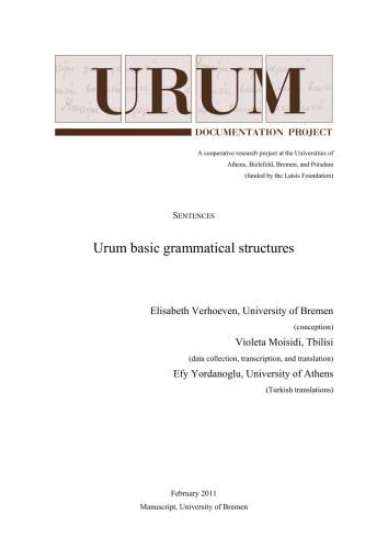 Sentences: Urum basic grammatical structures