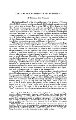 The Sogdian Fragments of Leningrad