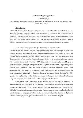 Evaluative Morphology in Udihe