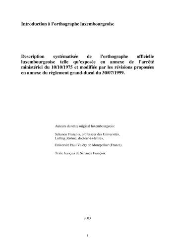 Introduction à l'orthographe luxembourgeoise