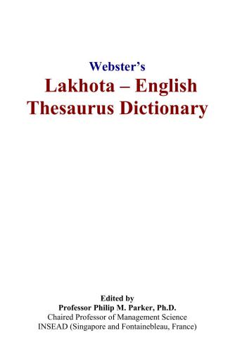 Webster’s Lakhota - English Thesaurus Dictionary