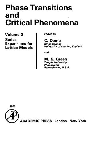 Phase Transitions and Critical Phenomena, Vol. 3