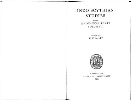 Khotanese Texts, Volume II