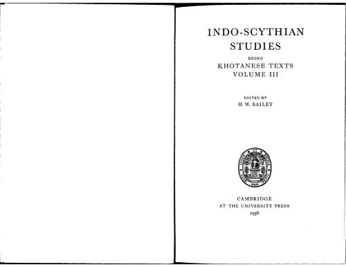 Khotanese Texts, Volume III