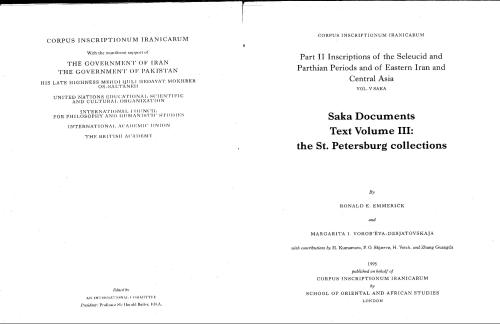 Saka Dokuments, Text Volume III: The St. Petersburg Collection