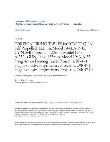 Foreign firing tables for Soviet gun