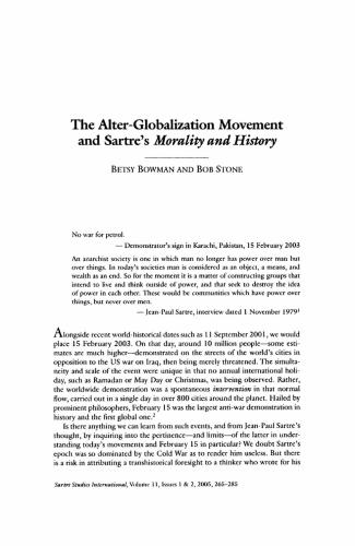 The Alter-Globalization Movement and Sartre's: Morality and History