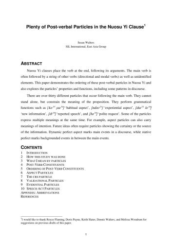 Plenty of post-verbal particles in the Nuosu Yi clause