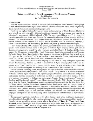 Endangered Central Ngwi languages of Northwestern Yunnan