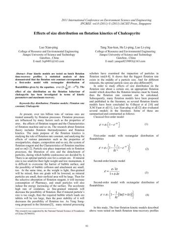 Effects of size distribution on flotation kinetics of Chalcopyrite