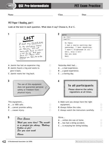 PET Exam Practice