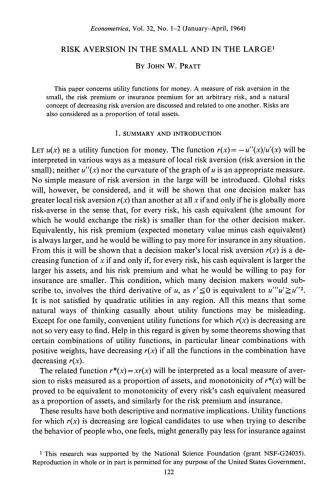 Risk Aversion in the small and in the large