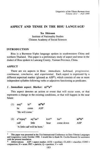Aspect and tense in the Bisu language