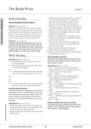 The Bride Price (Activities)