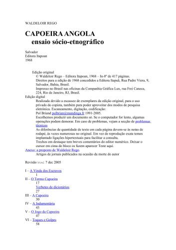 Capoeira Angola - ensaio sócio-etnográfico