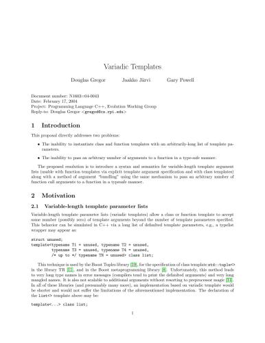 Variadic Templates