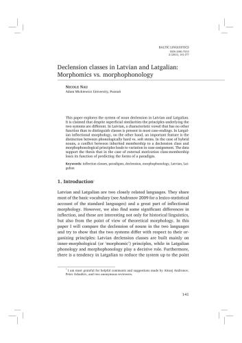 Declension classes in Latvian and Latgalian: morphomics vs. morphophonology
