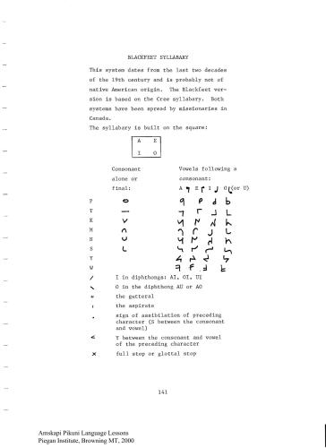 Nizi Puh Wah Sin Amskapi Pikuni (Blackfoot Lessons)