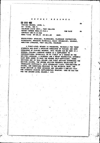 Panjabi Reader. Level 1