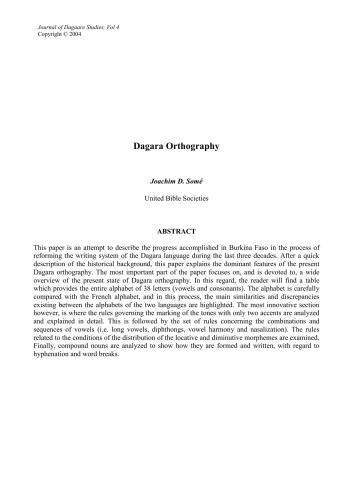 Dagara Orthography