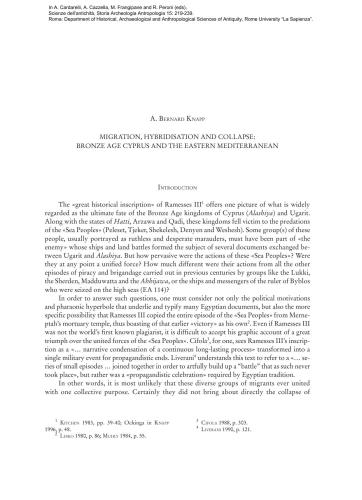 Migration, Hybridisation and Collapse: Bronze Age Cyprus and the Eastern Mediterranean
